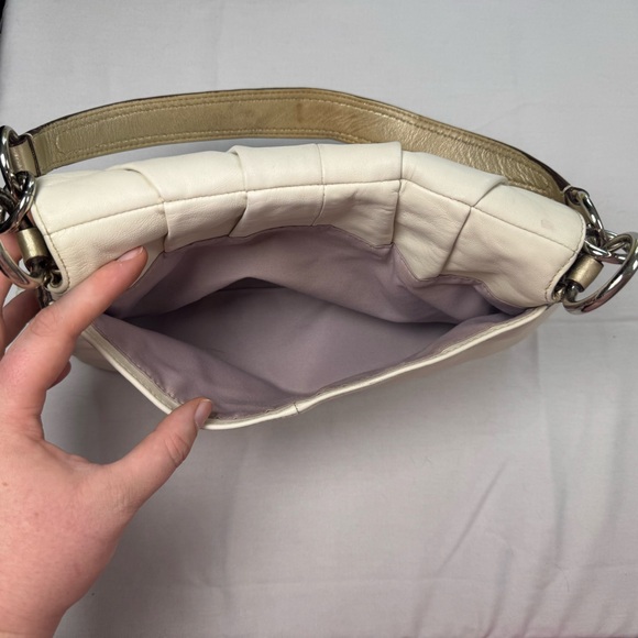 COACH Off-White and Metallic SoHo Shoulder Bag with Flap Closure - Picture 12 of 12